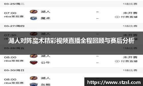 湖人对阵魔术精彩视频直播全程回顾与赛后分析